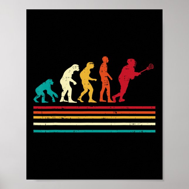 Póster Lacrosse Evolution Retro Lax Player Goalie Hombres (Frente)