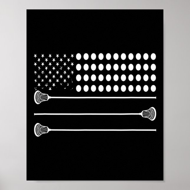 Póster Lacrosse Flag Usa - Funny Lax Player (Frente)