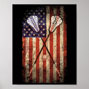 Póster Lacrosse LAX American Flag