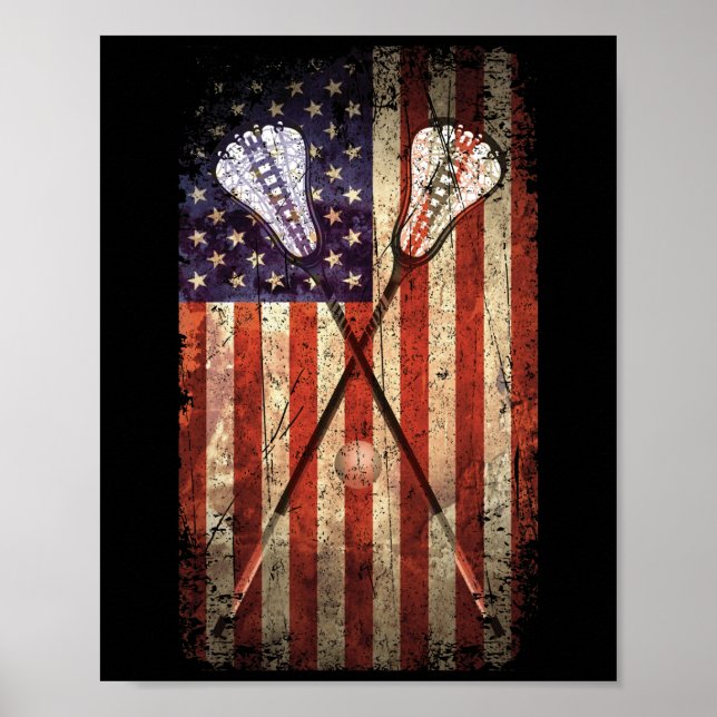 Póster Lacrosse LAX American Flag (Frente)