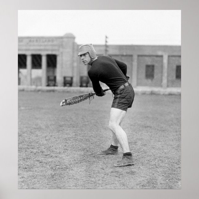 Póster Lacrosse Player de los años 1920 (Frente)