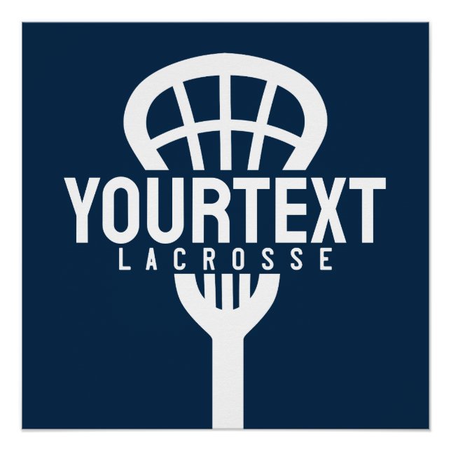 Póster Lacrosse Player PERSONALIZADO TEXT Team Mesh Sport (Anverso)