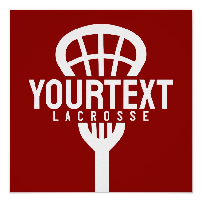 Póster Lacrosse Player PERSONALIZADO TEXT Team Mesh Sport (Anverso)