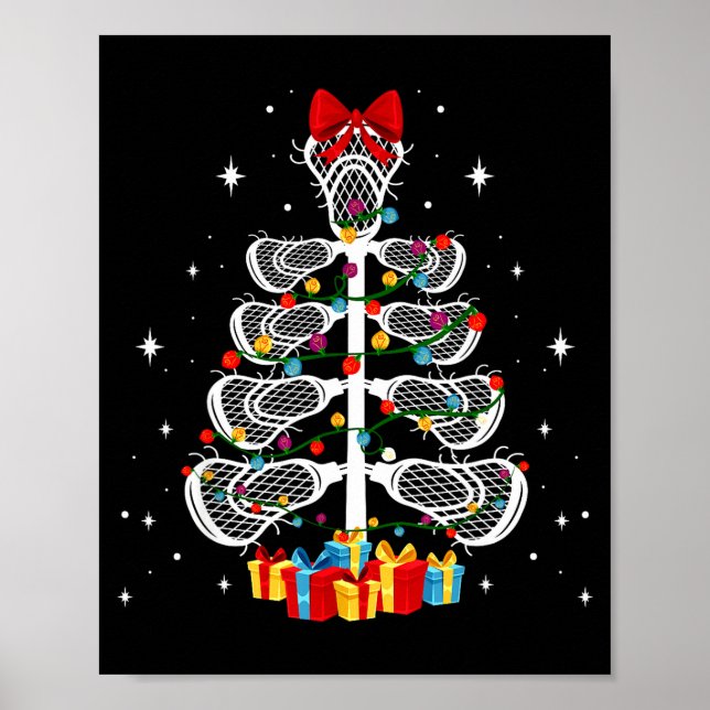 Póster Lacrosse Player Xmas Gift Lacrosse Christmas Tree  (Frente)
