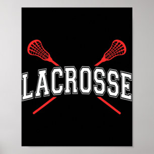 Póster Lacrosse Red Crossed Sticks para jóvenes o adultos