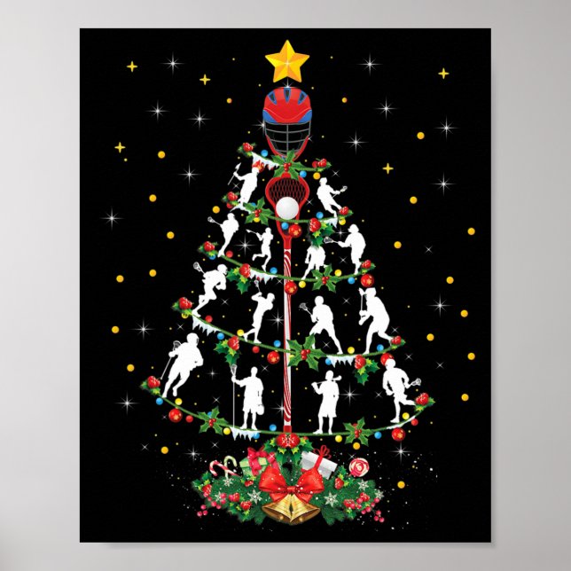 Póster Lacrosse Sports Lover Xmas Santa Hat Lacrosse Chri (Frente)