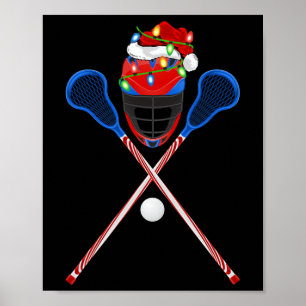 Póster Lacrosse Sports Lover Xmas Santa Hat Lacrosse Chri