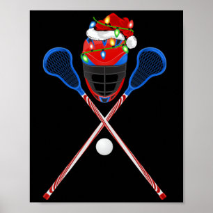 Póster Lacrosse Sports Lover Xmas Santa Hat Lacrosse Chri