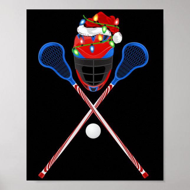 Póster Lacrosse Sports Lover Xmas Santa Hat Lacrosse Chri (Frente)