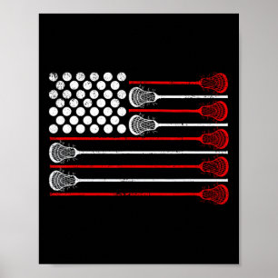 Póster Lacrosse Usa Bandera Lax