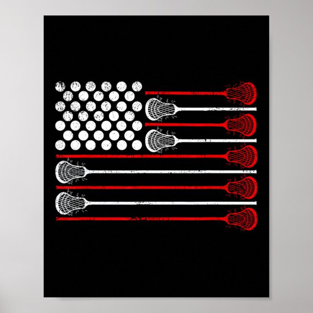 Póster Lacrosse Usa Flag Lax (Frente)