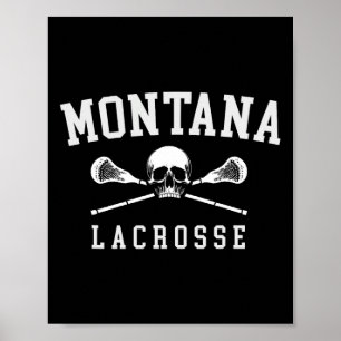 Póster Lacrosse Vintage Montana Cráneo y Huesos Cruzados