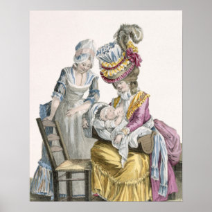 Póster Lactancia materna de joven vestida con el vestido 