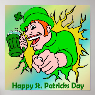 Póster Lad irlandés con Poster de cerveza verde