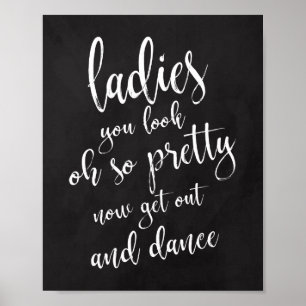 Póster Ladies Bathroom Chalboard 8x10 Wedding Sign