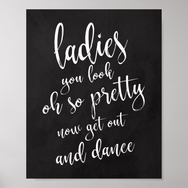 Póster Ladies Bathroom Chalboard 8x10 Wedding Sign (Frente)