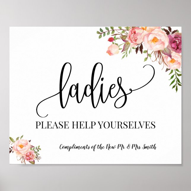 Póster Ladies powder room wedding reception sign (Frente)