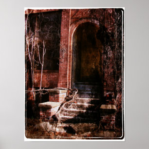 Póster Ladrillo abandonado y vides