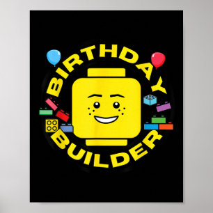 Póster Ladrillos de Construcción Figura de Cumpleaños de 