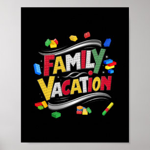 Póster Ladrillos de construcción Vacaciones familiares Co
