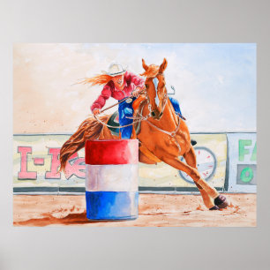 Póster Lady Barrel Racer. Western Contesting.