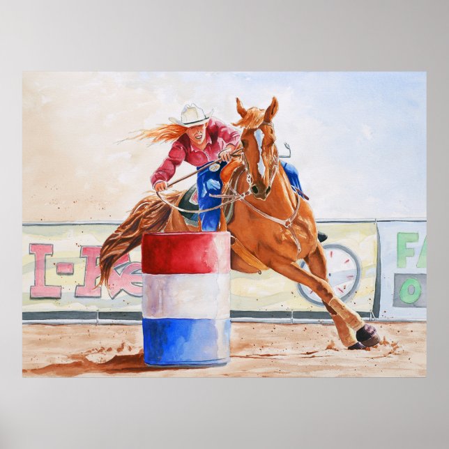 Póster Lady Barrel Racer. Western Contesting. (Frente)