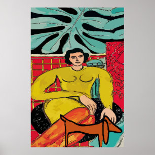 Póster Lady con Dachshund