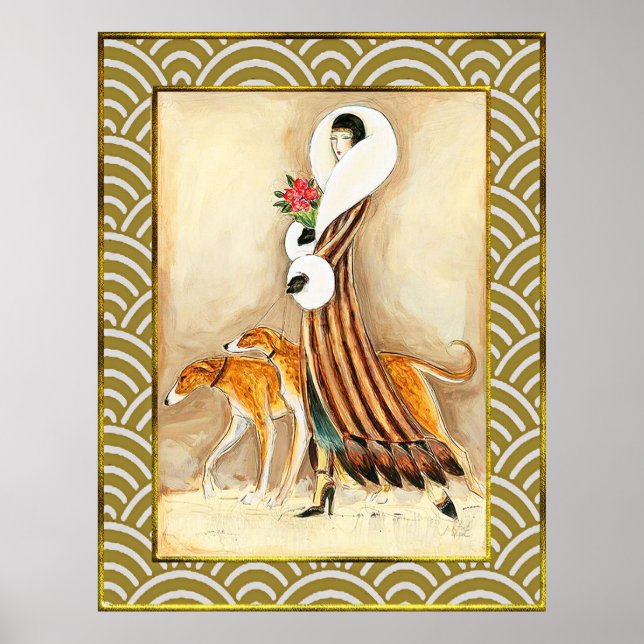 Póster Lady con Hounds Deco (Frente)