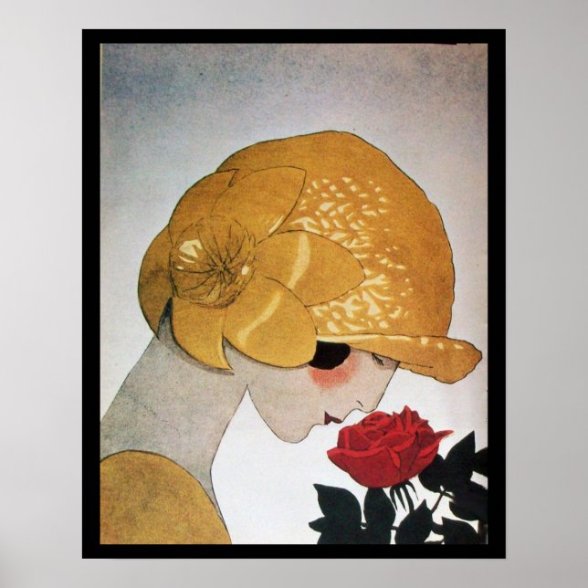 PÓSTER LADY CON ROSA ROJA (Frente)