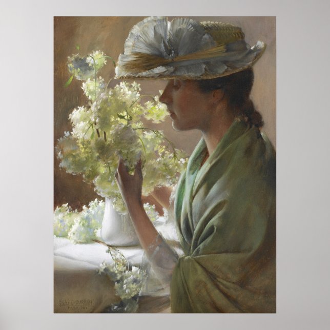Póster Lady con un Bouquet de Charles Courtney Curran (Frente)