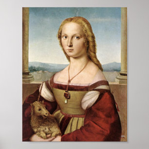Póster Lady con un unicornio de Raphael Print