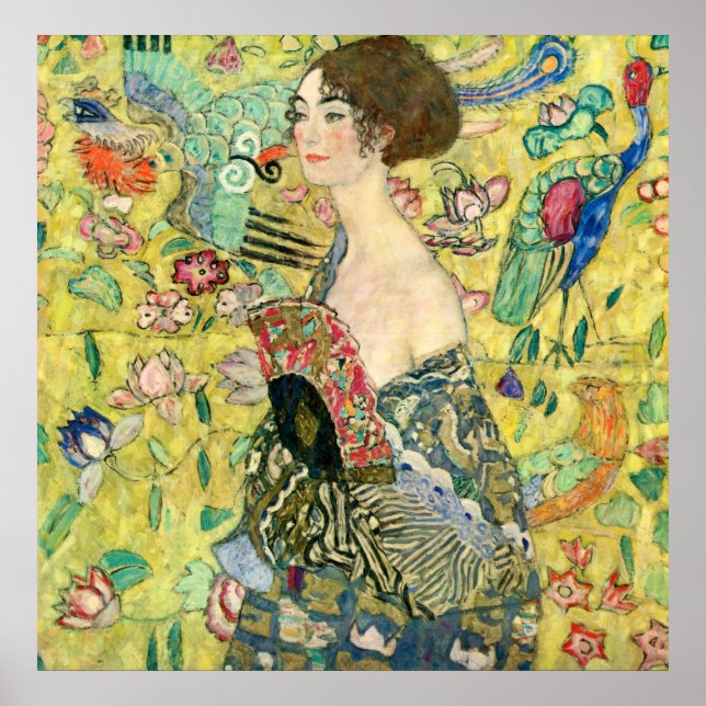 Póster Lady con ventilador - Gustav Klimt (Frente)