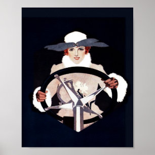 Póster Lady Driver Fadeaway Chica por C Coles Phillips