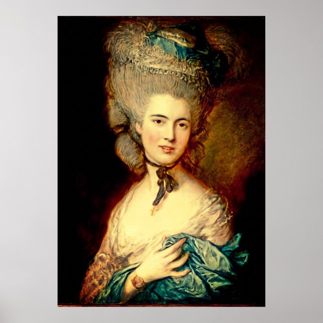 Póster Lady en azul georgiana duquesa gainsborough (Frente)