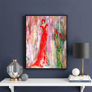 Póster Lady en rojo