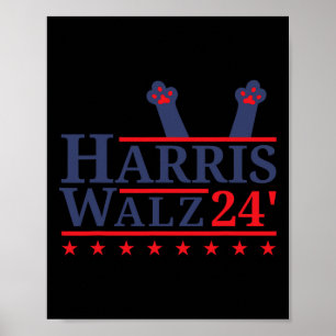 Póster Lady Gato Por Kamala Harris Tim Walz Elecciones 20