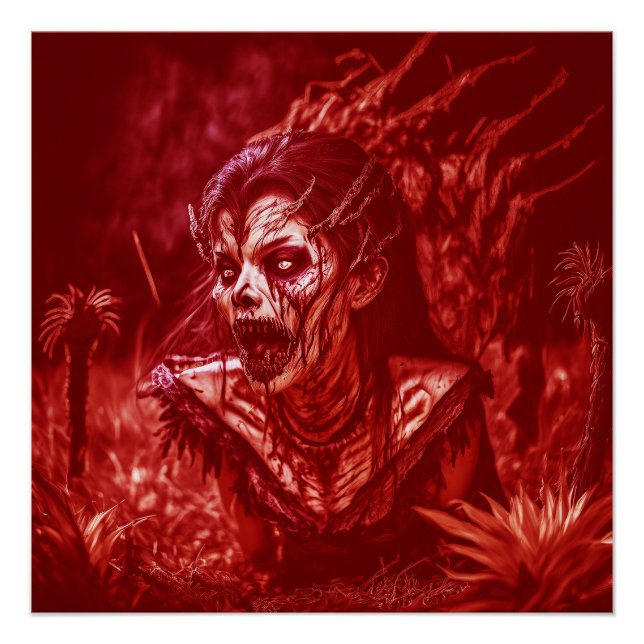 Póster Lady Ghoul Snarling Amidst Plants (Anverso)