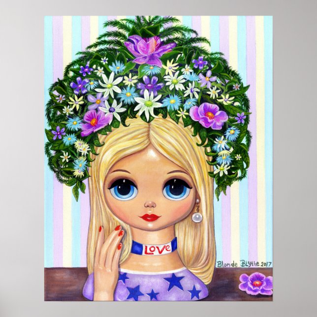 Póster Lady Head Vase Love 1960 Blythe Flower Child (Frente)