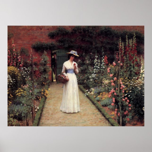 Póster Lady in a Garden - Edmund Blair Leighton (Frente)