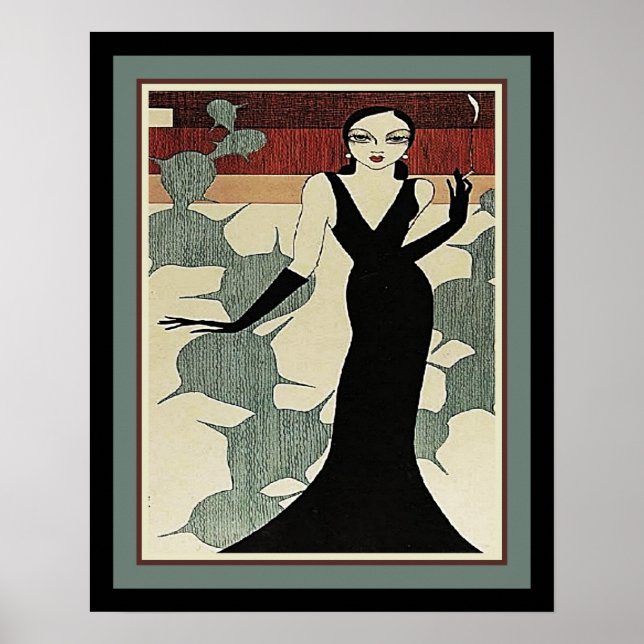 Póster Lady in Black Dress aproximadamente 1931 Art Deco (Frente)
