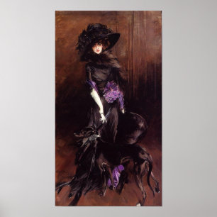 Póster Lady in Black with a Greyhound Poster