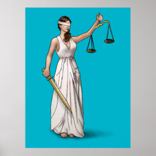 Póster Lady Justice - Azul Scuba