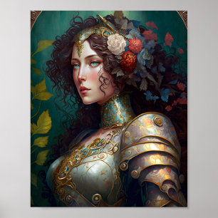 Póster Lady Knight Warrior Armor Fantasy Art