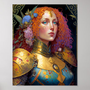 Póster Lady Knight Warrior Armor Fantasy Art