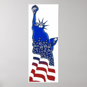 Póster Lady Liberty en rojo, blanco y azul