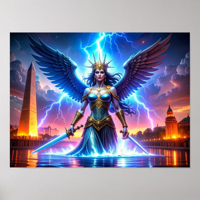 Póster Lady Liberty Pro-Democracy USA Worth Saving Art (Frente)