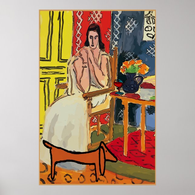 Póster Lady Matisse con Dachshund (Frente)