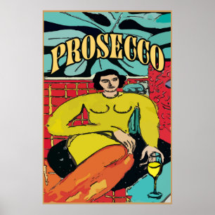 Póster Lady Matisse con el vino Prosecco