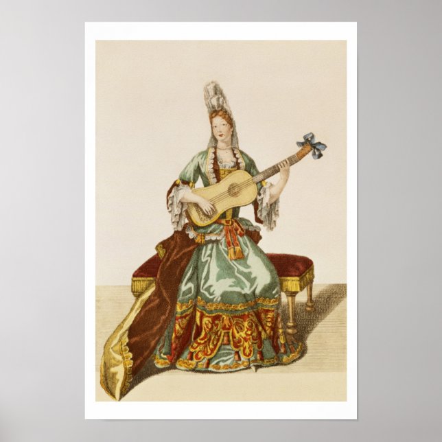 Póster Lady of Quality Playing the Guitar, fashion plate, (Frente)
