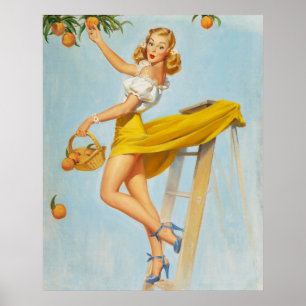 Póster Lady Picking Peaches Pinup